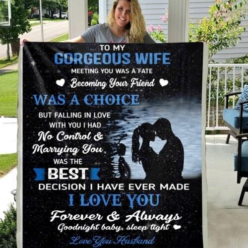 To My Gorgeous Wife Meeting You Was A Fate Soft Throw Premium Plush Sherpa Fleece Blanket