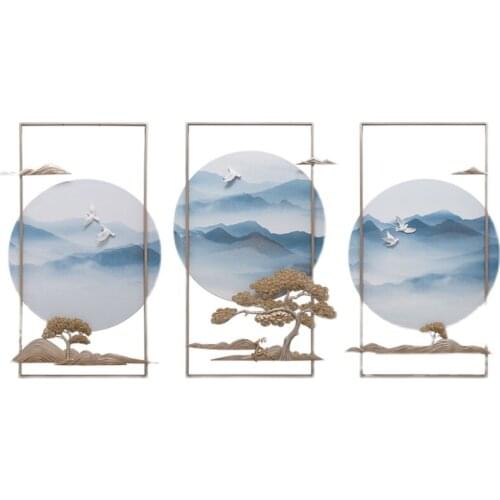 Chinese Wrought Iron Landscape Wall Sticker Artwork Office Lobby Club Wall Mural Decoration Home Livingroom Wall Hanging Crafts