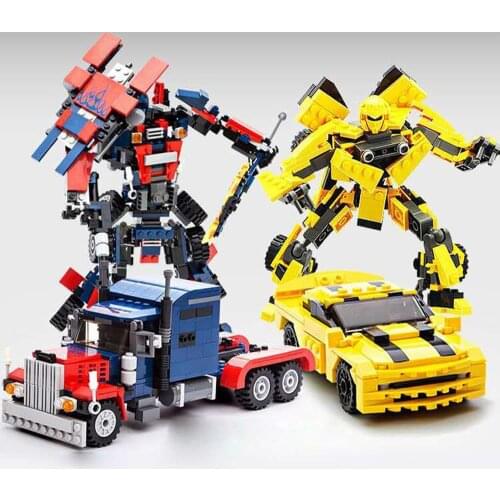 Gudi 2 in 1 Transformation Star Robot wars model Building Blocks Yellow Car figures Creator Bricks Educational Toys For Children