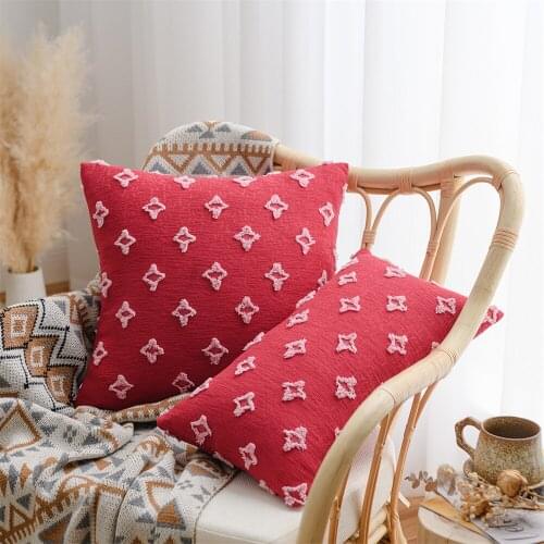 Red Cushion Cover 45x45 Polyester Pillowcase Decorative Sofa Cushions Pillowcover Home Decor Black Yellow Blue Pillow Cases