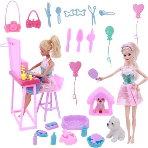 Barbies Furniture Mini Sewing Machine Dresser Doll House Accessories Pet Dog Teacup Dressing Set Barbies Accessories,Girls Gift