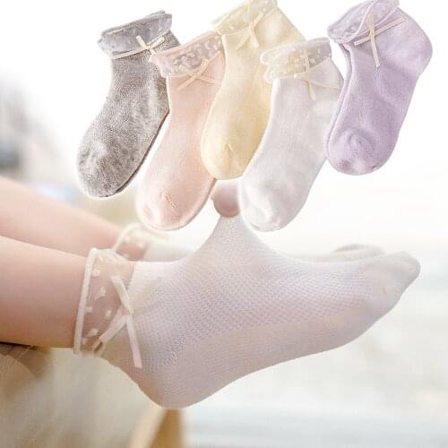 Lovely princess kids Girls Soft cotton socks baby child lace Socks Toddlers Mesh dotted bow cute spring autumn Socks 1-12Year