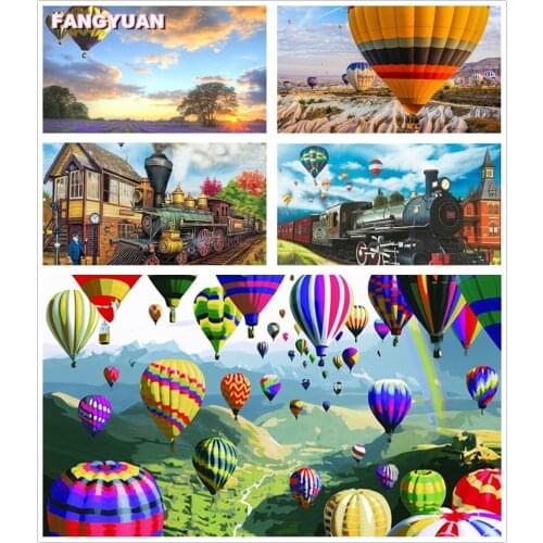 Cartoon Scenic 5D Diy Diamond Painting Retro Steam Train Diamond Embroidery Mosaic Cross Stitch Kit Home Decoration Accessories