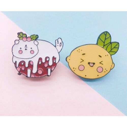 Cartoon Fun Cute Fruit Lemon Ice Cream Snowman Animal Enamel Brooch Pin Alloy Badge Clothes Bags Accessories Woman Jewelry Gifts