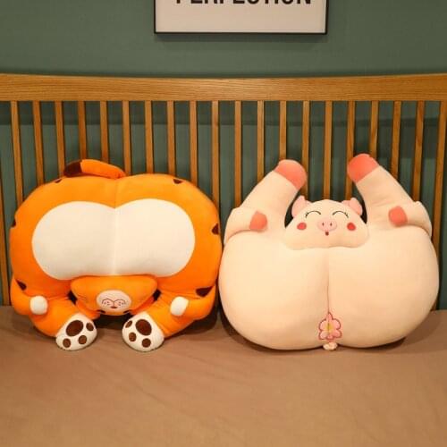 New Style Cartoon Soft Tiger Plush Toys Baby Chair Butt Pillow Sofa Cushion Stuffed Cloth Pig Doll Kids Birthday Child Gift