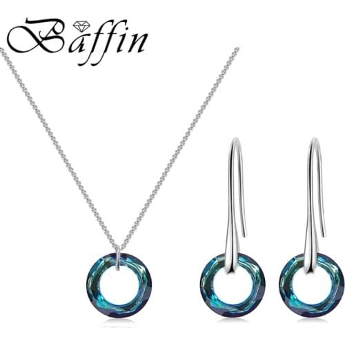 BAFFIN New Fancy Stone Circle Crystal Jewelry Sets Crystals From Swarovski Pendant Necklaces Piercing Earrings For Women Wedding
