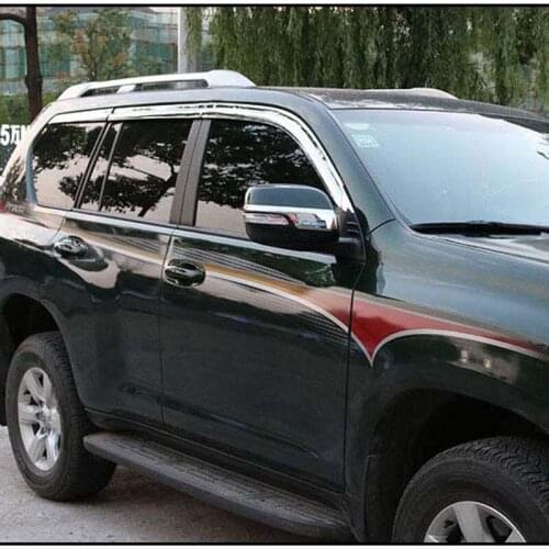 Brand New 1 Set Chrome Side Rain Guard Deflectors Vent Sun Shade Window Visors For Toyota Land Cruiser Prado 2010-2018