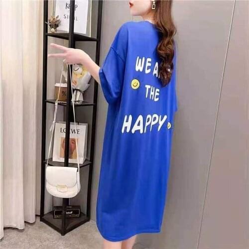 2021 New Big Plus Size Famale Clothes Lady Long Summer Loose Casual Cotton Long Dress Short Sleeve Dress Large Size women Store