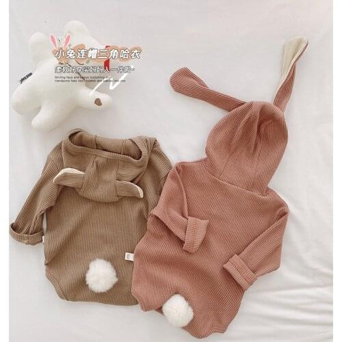 Newborn Baby Clothes Spring Autumn Hooded Long Sleeves Cute Bunny Ears Rompers Infant Triangle Bag Fart Pyjamas Baby Product New