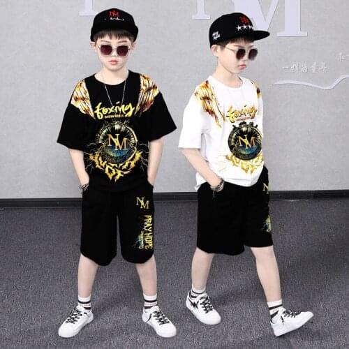4-14 Years Summer Boy Clothing Set 2021 New Fashion Casual Active T-shirt+ Pant Kid Children Boy Teenager Clothing