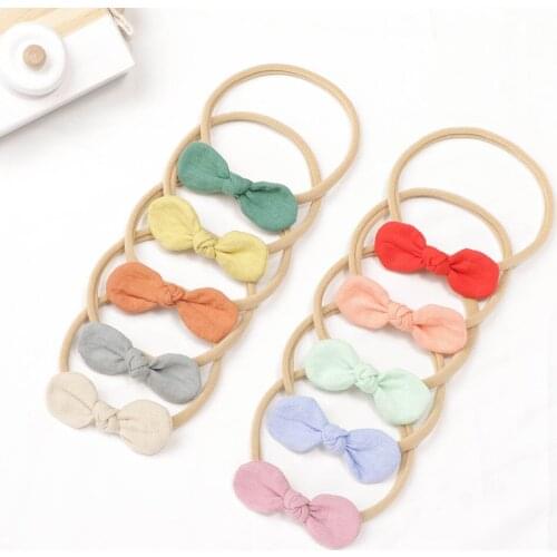 Baby Headband Cotton Linen Hair Accessories For Girls Hair Bows Hairband Soft Children Hair Clips Newborn Barrette 10Pcs/Set