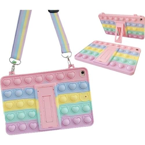 Cute Shockproof Cover for Samsung Galaxy Tab A7 Lite Kid Case T220 T225 Tab A 8.0 T290 T297 T295 Silicone Case+Shoulder Strap