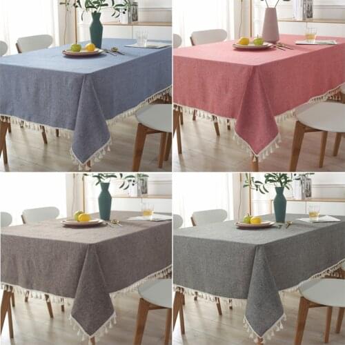 Cotton Linen Rectangular Tablecloth Dining Coffee Tables Wedding Party nappe de table Kitchen Tassel Table Cover Cloth Decor