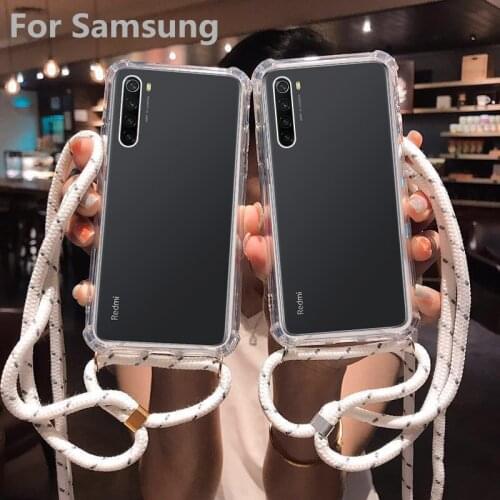 Strap Cord Chain Phone Tape Necklace Lanyard Mobile Phone Case for Carry to Hang For Samsung S8 S9 S10 Note 9 A50 A70 A7 A8 A9