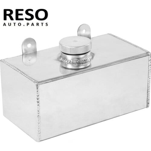 RESO--2L Aluminium Universal Polished Windscreen Washer Bottle Intercooler Spray Tank With Cap Kit with logo