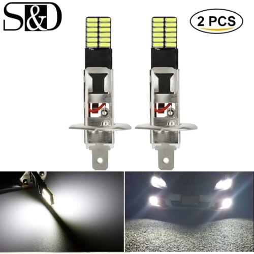 2Pcs Canbus H1 H3 Led Bulb Car Fog Lights Day Driving Running Lamps 6000K White 12V For Volkswagen Peugeot Ford Lada