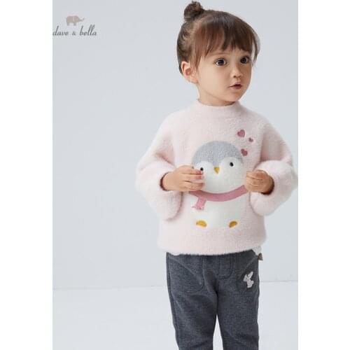DBM18988 dave bella winter cute baby girls Christmas cartoon knitted sweater kids girl fashion toddler boutique tops