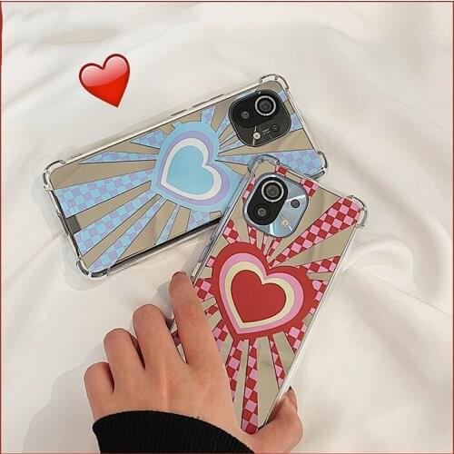 Love Power Launcher Mirror Case for Xiaomi 11 Pro Cover Makeup Mirror for Xiaomi Mi 11 Ultra Conque for Xiaomi Mi 11 Funda Capa