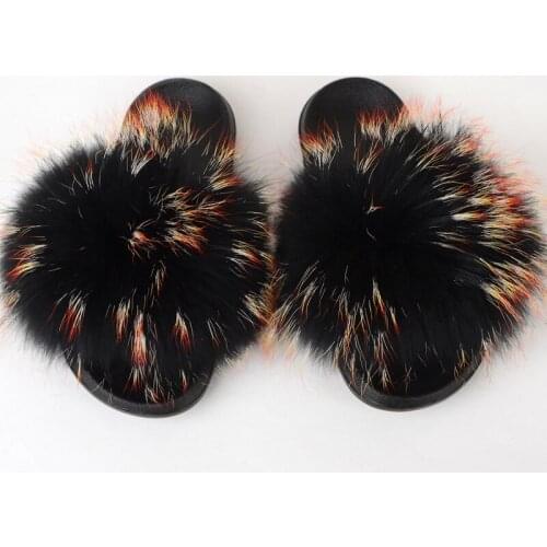European and American Fox Hair Slippers Raccoon Woman Raccoon Hair 2020 Fxfurs The New Fur Summer Flat (≤1cm) Flat with EVA