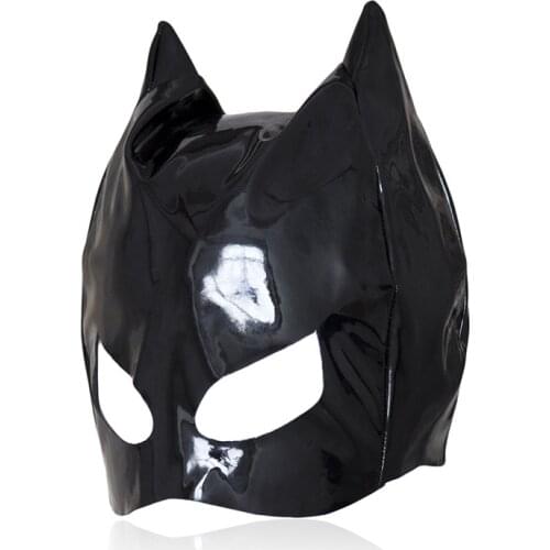 Women Black Sexy Paint Spandex Fetish Wet Look Mistress Head Hood For Halloween Party Holiday Hen Party Club Costume Lingerie