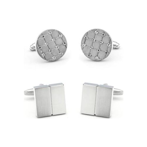 10pairs/lot Square Round Brushed Cufflinks Rhinestone Inlaid Cuff Link Business Style Cufflink Mens Jewelry Wholesale