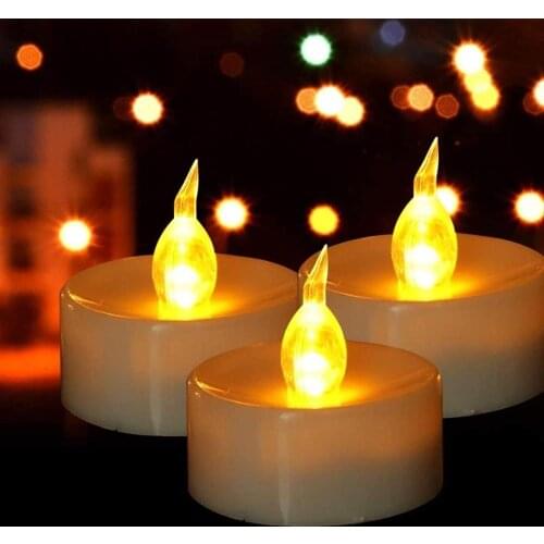 12Pcs Battery Operated LED Tea Lights Candles Flameless Flickering Weeding Decor