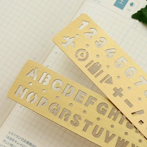 13cm Vintage brass /digital ruler/multi-function painting graffiti template ruler / hollow pattern drawing template small