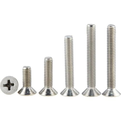 50PCS M2*3 3.5 4 5 6 8 10 12 16 18 20 25 304 Stainless Steel Cross Phillips Flat Countersunk Head Screw Bolt M2x3 M2x12 M2x25