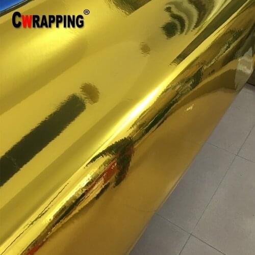 50cmx500cm High Stretched Gold Chrome Mirror Film Car Decoration DIY Wrapping Sheet Auto Stickers Decal