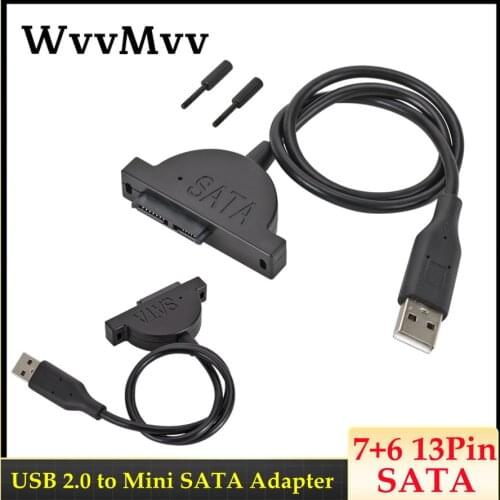 GRWIBEOU USB 2.0 to Mini Sata II 7+6 13Pin Adapter for Laptop CD/DVD ROM Slimline Drive Converter Cable Screws steady style 1PCS
