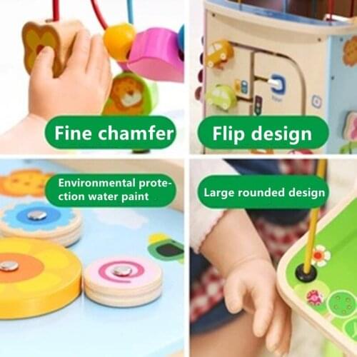 Boby Large Wooden Beaded Multifunctional Round Bead Treasure Box Childrens Male and Female Baby Educational Toys 0-3 Years Old