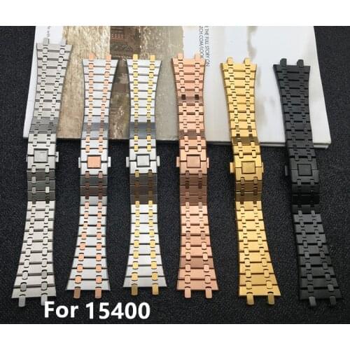 21mm 26mm Silver Black Gold full Stainless Steel Bracelet for Audemars Piguet Royal Oak strap Watch band Accessories for 15400