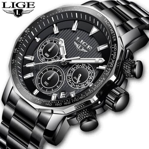 2019 Mens Watches Top Brand LIGE New Fashion Luxury Business Quartz Watch Men Sport Waterproof Big Dial Watch Relogio Masculino