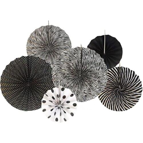 Black Paper Fan Rosettes Backdrop Paper Pinwheel Garland Party Fans Paper Medallions for Wedding Birthday Shower Everyday Decor