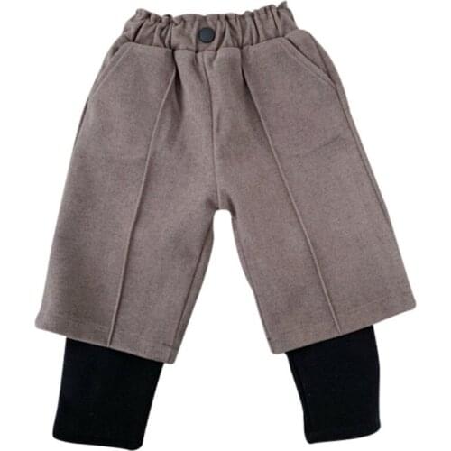 Kids Girls Pants Spring Winter Casual Woolen Trousers Fashion Loose Retro Solid Kids Pants School Children Trousers 1-7Y