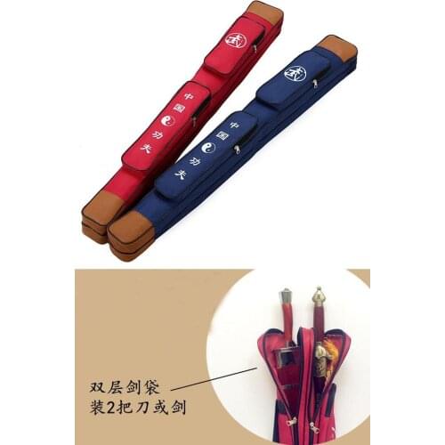 Double layer tai chi sword bags kendo package kung fu martial arts knife Oxford bag 109cm black/camouflage/blue/red