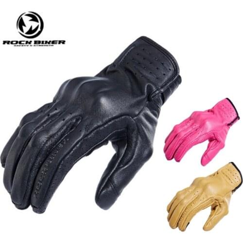 Breathable Leather Motorcycle Gloves Touch Function Motocross MTB Gloves Men Summer Scooter Outdoor Sports Women Pink