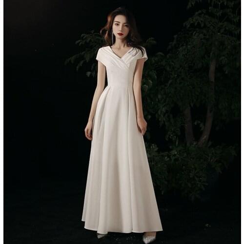 Elegant White Satin A-Line Daily Evening Dress Cheongsam Back Zipper Prom Fomail Gown Vestidos De Noche