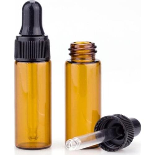 5ml Amber Glass Essential Oil Dropper Bottles Mini Empty Eye Dropper Perfume Cosmetic Liquid Sample Container LX2729