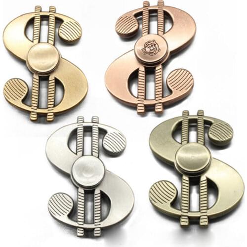 Adult Toy $ Sign Finger Spinner Office Anxiety Relief Stress Fidget Gyro Metal Hand Spinner Tri Spinner Model Spinner Ring