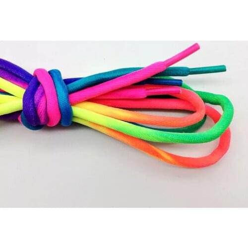 1 Pair Round Rainbow Shoelaces Canvas Athletic Shoelace Sport Sneakers Shoe Laces Strings 100CM/120CM