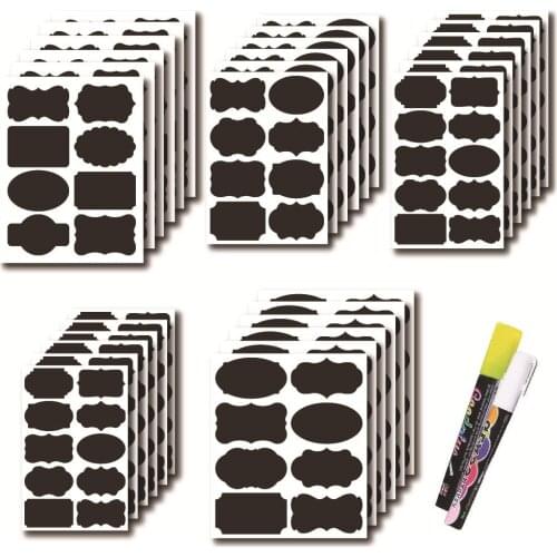 48-120pcs/Set Chalkboard sticker Marker Pen Removable Erasable Chalk Bottles Jars Labels Blackboard for Household kitchen Decor