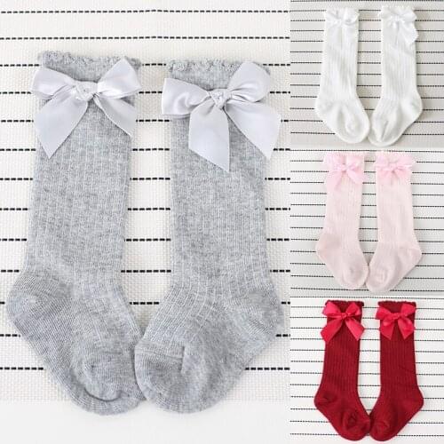 Lovely New Kids Socks Toddlers Girls Big Bow Knee High Long Soft Cotton Baby Socks Infant Girls kniekousen meisje Socks kids