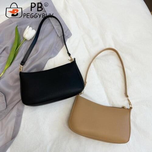 Fashion Women PU Shoulder Underarm Bag Casual Solid Color Small Purse Leisure Elegant Ladies Handbag Shoulder Bag