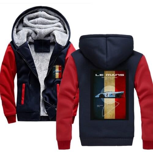 Le Mans Circuit Hoodies Mens Winter fleece Thicken Warm coat zipper Sweatshirt Print Mens Hoodies Jacket
