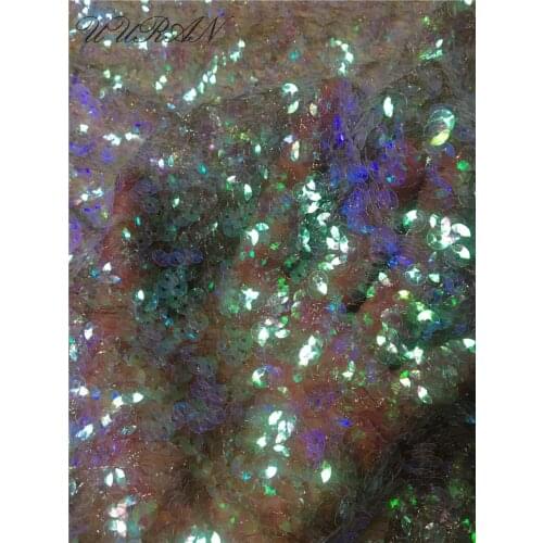 Nigerian French Tulle Embroidery Lace Fabric Mesh Sequins African Net Lace Fabric