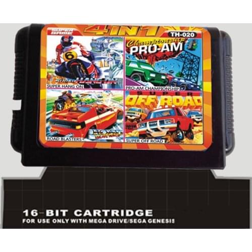 New 4 In 1 Sega Game Card With SUPER OFF ROAD/SUPER HANG ON/ROAD BLASTERS/PRO-AM CHAMPIONSHIP