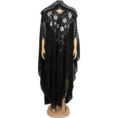 2021 Africa Clothing New Style Classic African Womens Dress Dashiki Fashion Chiffon Loose Big Bat Sleeve Belt Dress Free Size