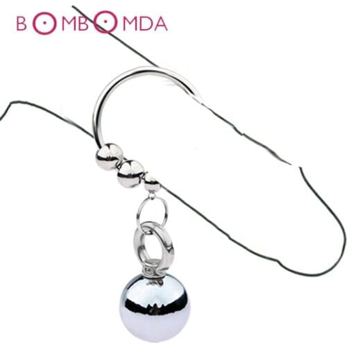 Penis Training Enlarger Cock Ring Dick Stretcher Stainless Steel Double Beads Weight Penis Ring Orgasm Adult Sex Product for Man