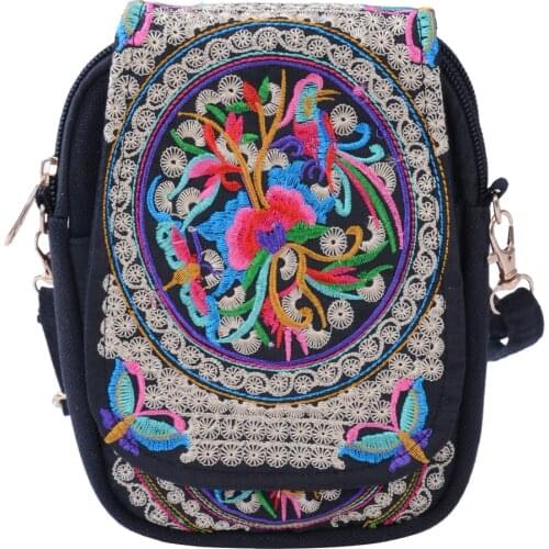 Drop shipping Florals Embroidered Women Chinese Style Shoulder Bag Messenger Crossbody Bag Ladys Purse Bag